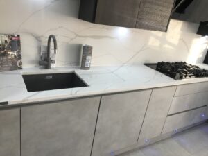 calacatta marble worktop kitchen look