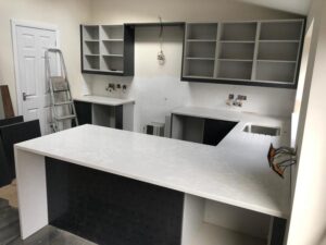 Light Grey marble quartz worktop kitchen
