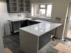 Light Grey marble quartz worktop kitchens